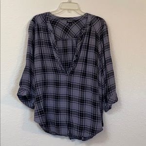 Torrid Black and Grey 3/4 Length Button Front Top